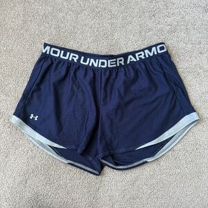 Under Armour Women's Play Up Shorts in Navy Blue and Gray Size Large